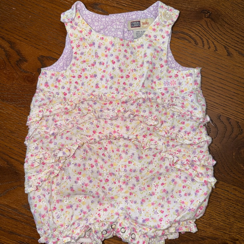 Quilted Faded Glory Lavender Floral Baby Outfit